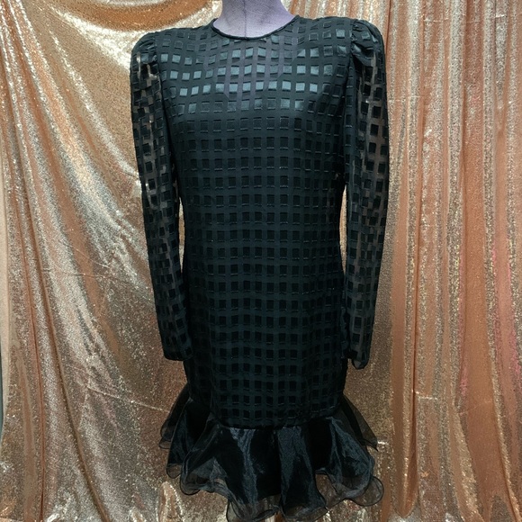 Vintage Michael Marcella LBD size 10 Ruffles party - Picture 1 of 5